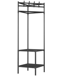 Suport de colt tip cuier pentru haine cu spatiu de depozitare 2 rafturi de depozitare si 4 carlige duble - 1