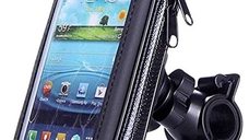 Suport husa telefon mobil LX 01 pentru bicicleta si motocicleta rezistent apa si socuri  touchscreen rotativ negru