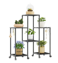 Suport pentru flori cu 6 polite si roti metal design modern 82.5 × 27.5 × 77 cm - 1