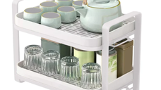 Suport pentru scurgerea paharelor cu 2 nivele si maner ALB