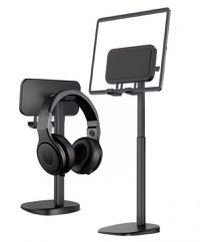 Suport Reglabil pentru Telefon/Tableta de birou cu suport pentru Casti Q-ZJ201 - 1