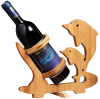 Suport sticla vin model delfin lemn bambus - 1