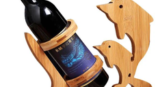 Suport sticla vin model delfin lemn bambus