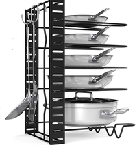 Suport vesela bucatarie ajustabil multifunctional cu 5 rafturi pentu capace sau tigai - 1