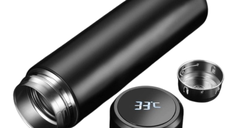 Termos cu afisaj temperatura LED Baterie durabila 0.5 L Negru