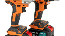 Trusa 1 masina de gaurit + 1 insurubat pe acumulator cu impact  2 acumulatori 4 Ah JPE