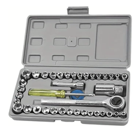 Trusa de chei tubulare 40 de piese sistem metric si SAE cutie gri - 1