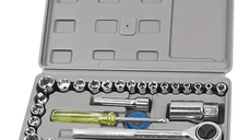 Trusa de chei tubulare 40 de piese sistem metric si SAE cutie gri