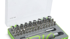 Trusa surubelnita cu biti si tubulare verde 41 piese