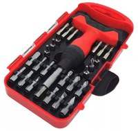 Trusa surubelnita rosie cu maner 25 piese biti de precizie - 1