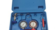 Trusa verificat AC cu 2 manometre 2 Robineti 2 mufe si 3 furtune 90cm pentru aer conditionat  / Freon