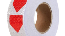 UB Banda reflectorizanta ALBA cu sageata ROSIE tip fagure rola 25m x 5 cm