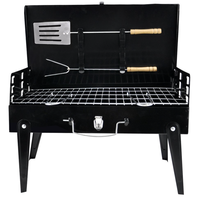 UB Gratar camping portabil negru cu ustensile 43x26x46 cm - 1