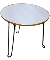 UB Masa Mica Rotunda Alb Auriu cu piciore Metalica Negre - 1