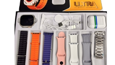 UB Set Cadou Smartwatch YY02 cu 7 Bratari incarcator Wireless si Casti Bluetooth BS
