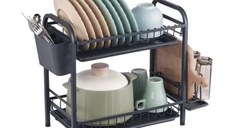 UB Suport pentru uscat vase 2 nivele si placuta de scurgere Negru