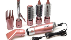 Uscator de par profesional Gemei GM4831 model 7 in 1 putere 2200W roz