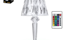 Veioza LED Crystal Touch RGB cu acumulator incarcare USB si telecomanda lumina RGB