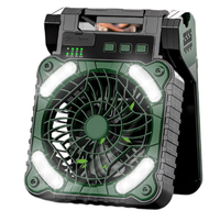 Ventilator de camping cu baterie de 10400Mah solar pentru exterior cu lumina led cu 4 viteze - 1