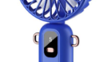Ventilator de mana UB Mini cu display digital si suport pentru telefon - Albastru