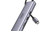 Adaptor multifunctional 7-in-1 UGREEN USB-C, 2 x USB 3.2, 1 x HDMI 4K, 1 x USB-C PD 100W, 1 x Ethernet 1Gbps, Gri