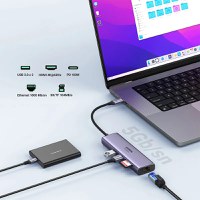 Adaptor multifunctional 7-in-1 UGREEN USB-C, 2 x USB 3.2, 1 x HDMI 4K, 1 x USB-C PD 100W, 1 x Ethernet 1Gbps, Gri - 6
