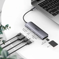 Adaptor multifunctional UGREEN 6-in-1 USB C CM195, 3 x USB 3.0, 1 x HDMI, 1 x SD, 1 x Micro SD, Gri - 2
