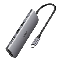 Adaptor multifunctional UGREEN 6-in-1 USB C CM195, 3 x USB 3.0, 1 x HDMI, 1 x SD, 1 x Micro SD, Gri - 5