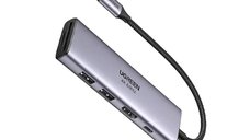Adaptor multifunctional UGREEN USB C CM511, 2 x USB-A 3.0, 1 x USB-C PD 100W, 1 x HDMI, 1 x SD, 1 x TF, Gri