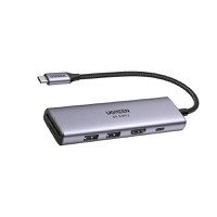 Adaptor multifunctional UGREEN USB C CM511, 2 x USB-A 3.0, 1 x USB-C PD 100W, 1 x HDMI, 1 x SD, 1 x TF, Gri - 2
