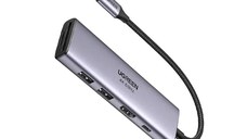 Adaptor multifunctional UGREEN USB C CM511, 2 x USB-A 3.0, 1 x USB-C PD 100W, 1 x HDMI, 1 x SD, 1 x TF, Gri