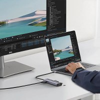 Adaptor multifunctional UGREEN USB C CM512, 2 x USB-A 3.0, 1 x USB-C, 1 x HDMI, 1 x RJ45, 1 x SD, 1 x microSD, Gri - 16