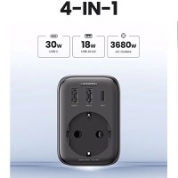 Adaptor UGREEN 30W Outlet Extender EU (2A1C) CD314, 2 x USB-A, 1 x USB-C, Negru - 3