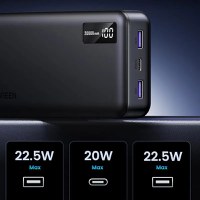 Baterie externa UGREEN 20.000mAh Two-way Fast Charging Power Bank PB312, incarcare bidirectionala, Ecran LED, 3 porturi, Negru - 3