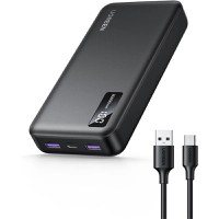 Baterie externa UGREEN 20.000mAh Two-way Fast Charging Power Bank PB312, incarcare bidirectionala, Ecran LED, 3 porturi, Negru - 1