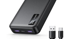 Baterie externa UGREEN 20.000mAh Two-way Fast Charging Power Bank PB312, incarcare bidirectionala, Ecran LED, 3 porturi, Negru