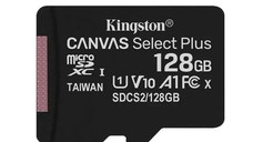 Card memorie KINGSTON 128GB Canvas Select Plus cu adaptorSD, MicroSDTM HC UHS-I, Clasa 10, V10, UHS-I U1, performanta Android A1
