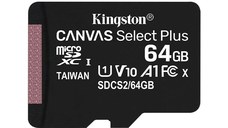 Card memorie KINGSTON 64GB Canvas Select Plus cu adaptor SD, MicroSDTM HC UHS-I, Clasa 10, V10, UHS-I U1, performanta Android A1