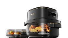 Friteuza cu aer cald MOVA Air Fryer AeroGlass AF20 Pro 4L+2.5L, 1700W, 8 programe presetate