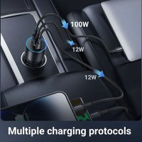 Incarcator auto UGREEN 130W 3-Port Fast Car charger EC705, 1 x USB A, 2 x USB C, Gri - 2