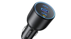 Incarcator auto UGREEN 130W 3-Port Fast Car charger EC705, 1 x USB A, 2 x USB C, Gri