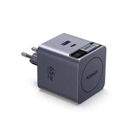 Incarcator rapid cu cablu retractabil UGREEN 65W GaN Fast Charger X615, 2 x USB C + 1 x USB A, Gri - 4