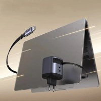 Incarcator rapid cu cablu retractabil UGREEN 65W GaN Fast Charger X615, 2 x USB C + 1 x USB A, Gri - 7