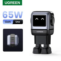 Incarcator rapid retea robot UGREEN Nexode RG 65W 3-Port GaN Fast Charger EU, 2 x USB-C + 1 X USB-A, Negru - 5