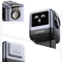 Incarcator rapid retea robot UGREEN Nexode RG 65W 3-Port GaN Fast Charger EU, 2 x USB-C + 1 X USB-A, Negru - 6