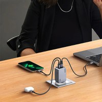 Incarcator rapid retea UGREEN Nexode 100W 3-Port GaN Fast Charger EU, 1 x USB-A - 2 x USB-C, Gri - 4