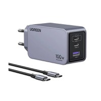 Incarcator rapid retea UGREEN Nexode 100W 3-Port GaN Fast Charger EU, 1 x USB-A - 2 x USB-C, Gri - 5