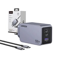 Incarcator rapid retea UGREEN Nexode 100W 3-Port GaN Fast Charger EU, 1 x USB-A - 2 x USB-C, Gri - 6