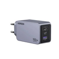 Incarcator rapid retea UGREEN Nexode 100W 3-Port GaN Fast Charger EU, 1 x USB-A - 2 x USB-C, Gri - 1