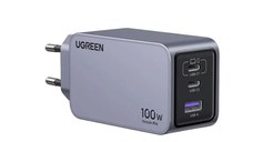 Incarcator rapid retea UGREEN Nexode 100W 3-Port GaN Fast Charger EU, 1 x USB-A - 2 x USB-C, Gri